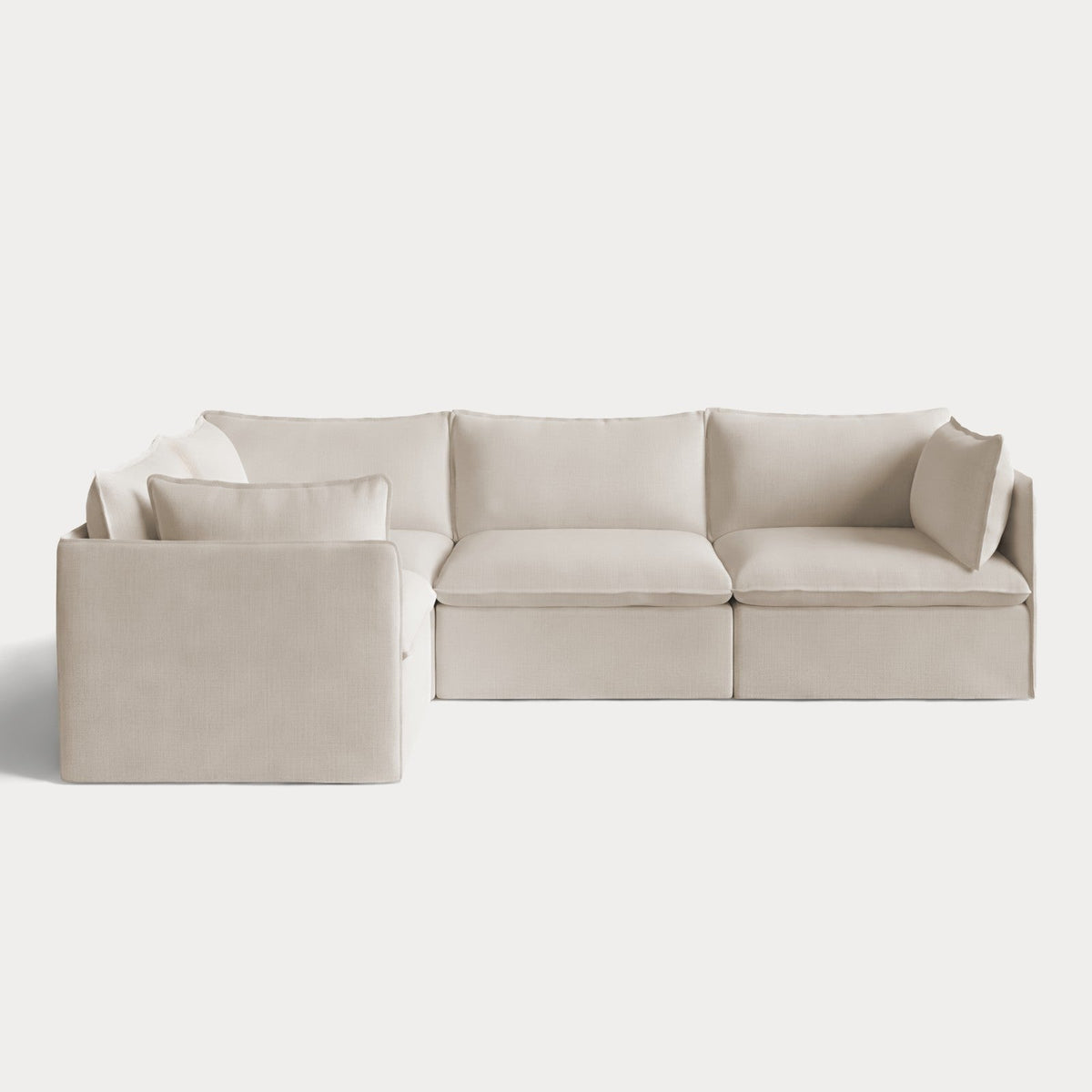 Modular Outdoor Washable 4-Seater Corner Sectional | Nano Slubweave in Chai