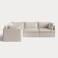Modular Outdoor Washable 4-Seater Corner Sectional | Nano Slubweave in Chai