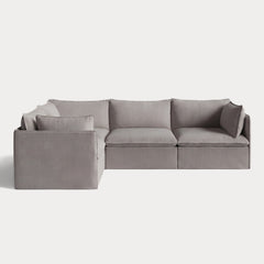 Modular Outdoor Washable 4-Seater Corner Sectional | Nano Slubweave in Haze Gray