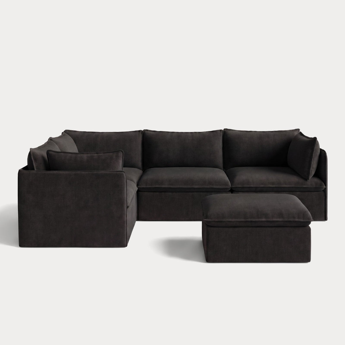 Modular Outdoor Washable 4-Seater Corner Sectional + Ottoman | Classic Canvas in Charcoal