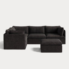 Modular Outdoor Washable 4-Seater Corner Sectional + Ottoman | Classic Canvas in Charcoal