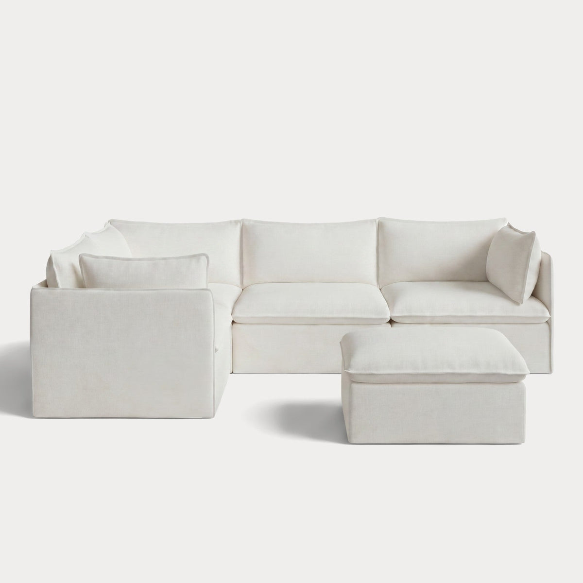 Modular Outdoor Washable 4-Seater Corner Sectional + Ottoman | Classic Canvas in Cloud