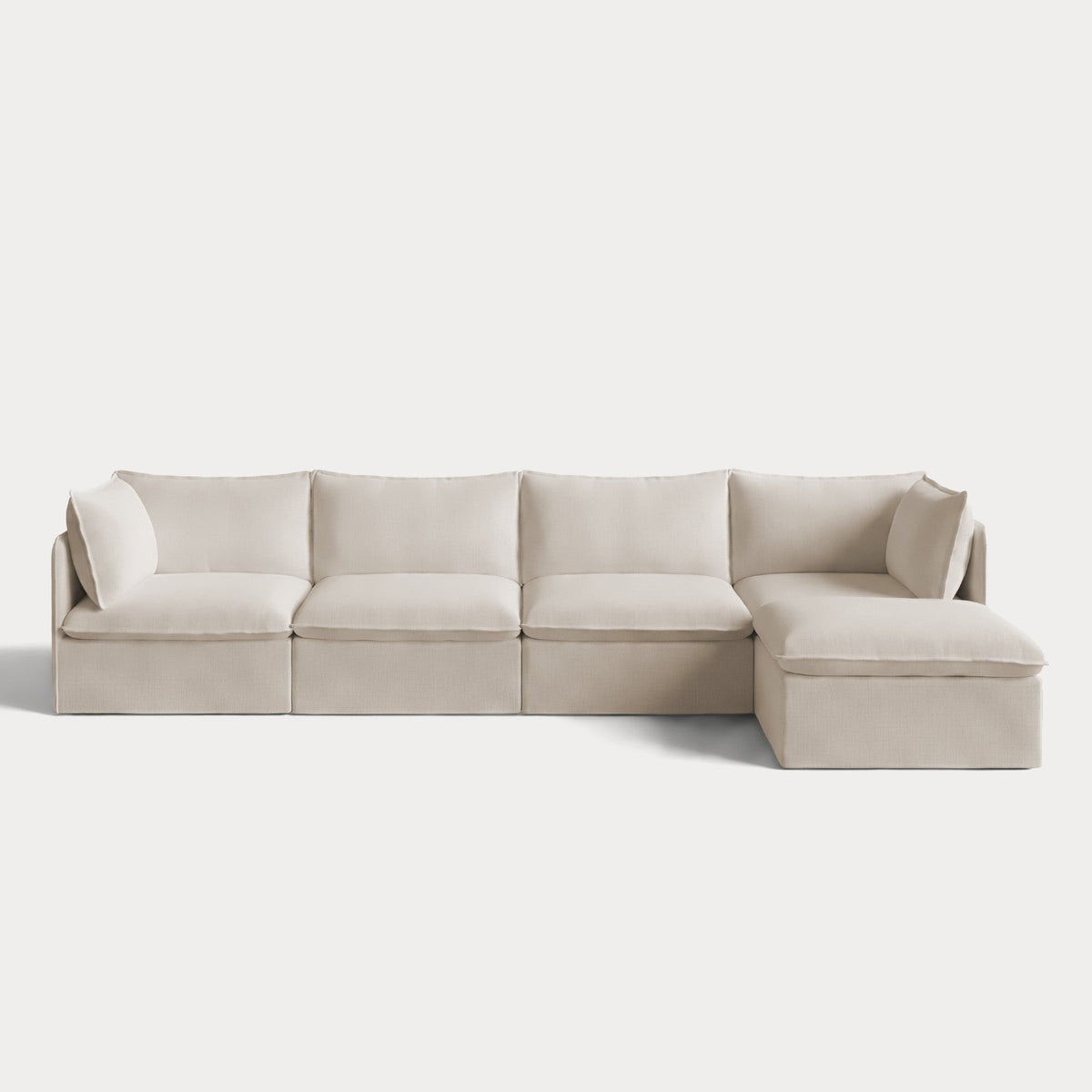 Modular Outdoor Washable 4-Seater Sectional | Nano Slubweave in Chai