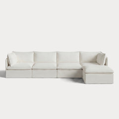 Modular Outdoor Washable 4-Seater Sectional | Classic Canvas in Cloud