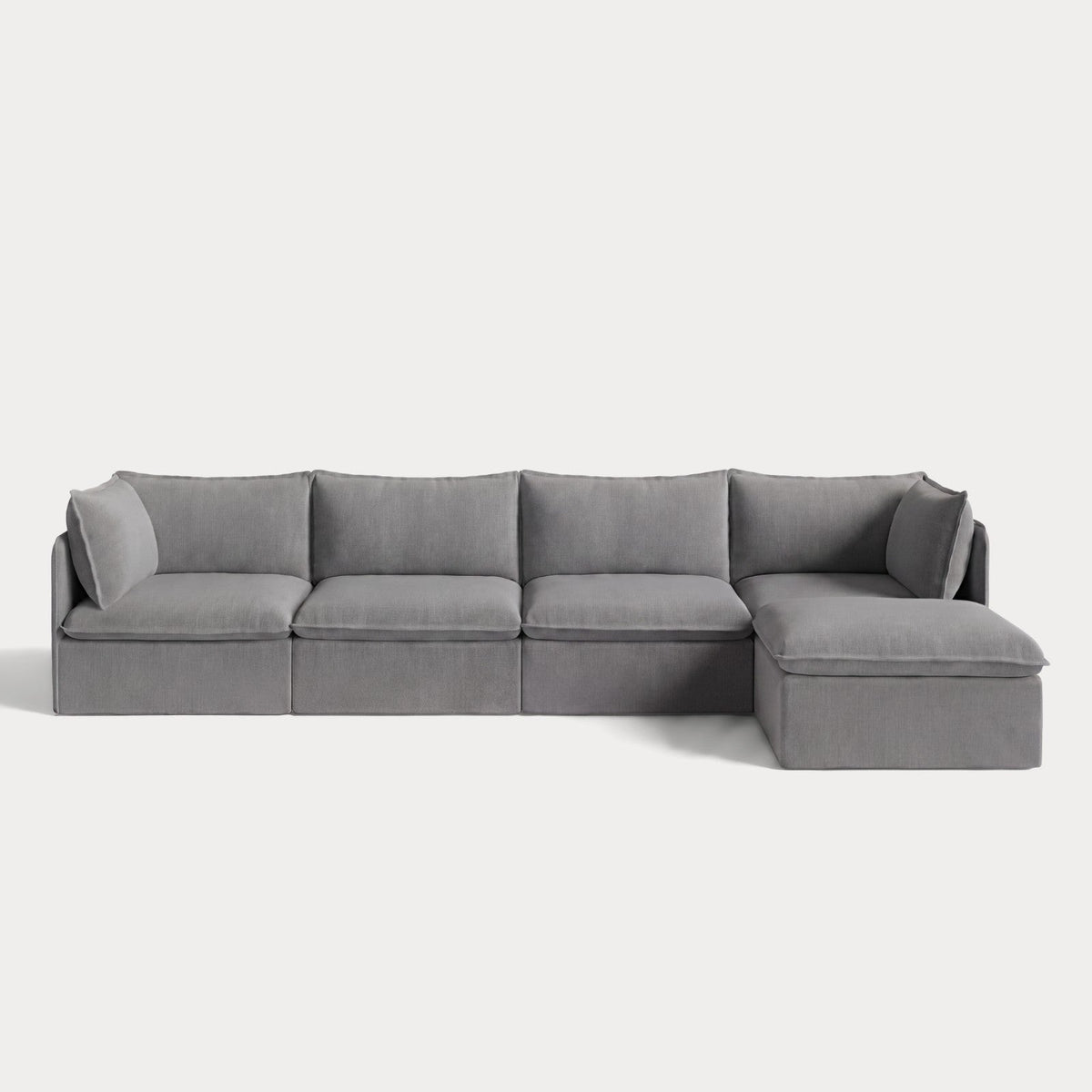 Modular Outdoor Washable 4-Seater Sectional | Classic Canvas in Stone Gray