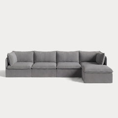 Modular Outdoor Washable 4-Seater Sectional | Classic Canvas in Stone Gray