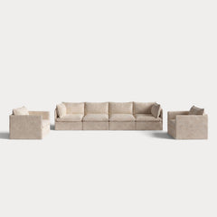 Modular Outdoor Washable 4-Seater Sofa + Armchair Set | Alfresco Boucle in Cashew