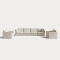 Modular Outdoor Washable 4-Seater Sofa + Armchair Set | Nano Slubweave in Chai