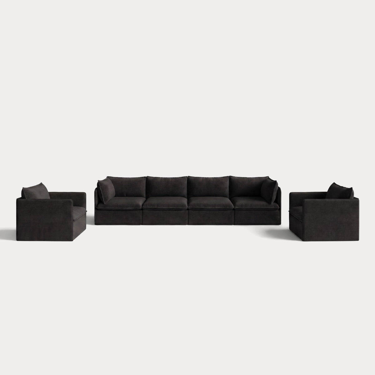 Modular Outdoor Washable 4-Seater Sofa + Armchair Set | Classic Canvas in Charcoal