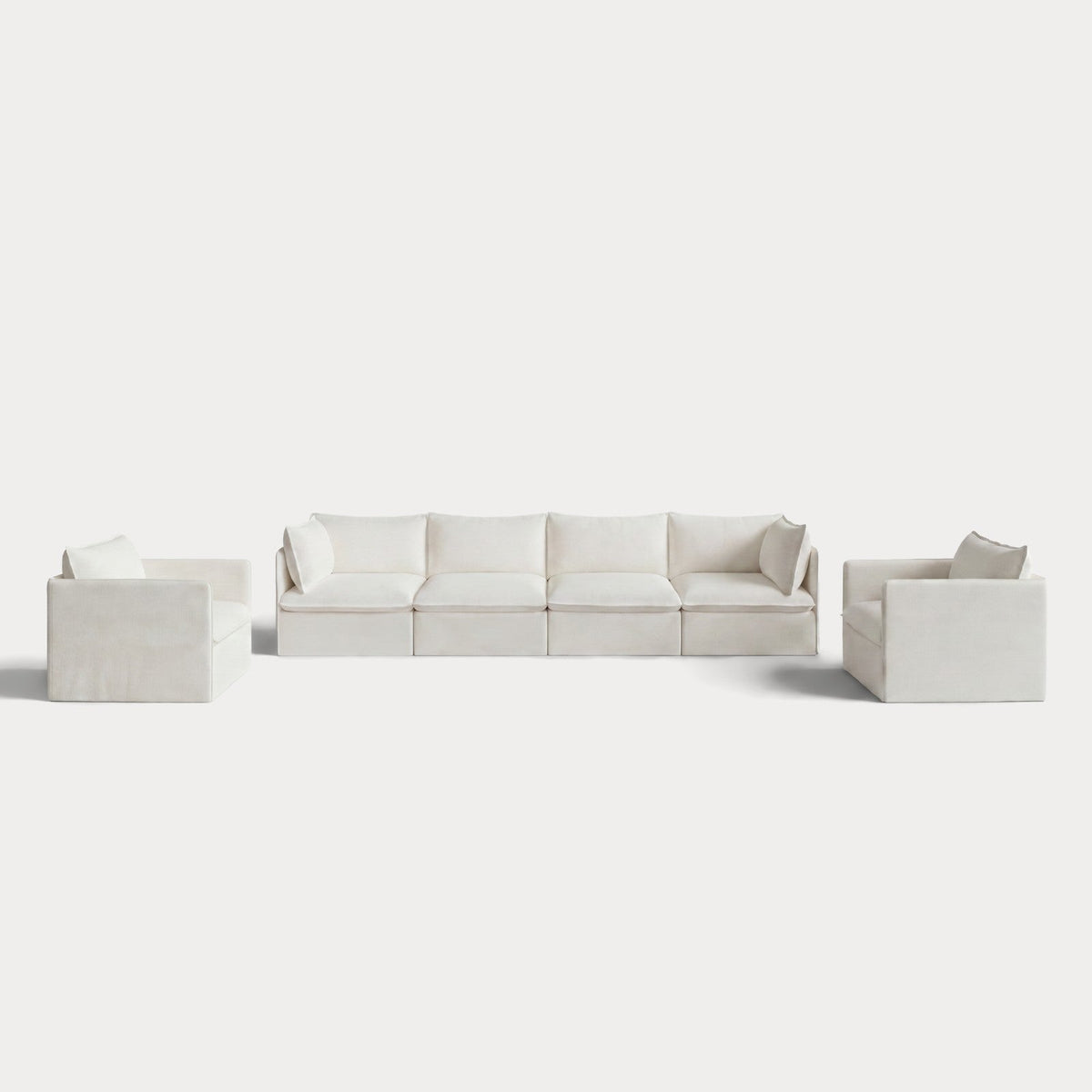 Modular Outdoor Washable 4-Seater Sofa + Armchair Set | Classic Canvas in Cloud