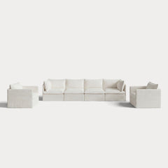 Modular Outdoor Washable 4-Seater Sofa + Armchair Set | Classic Canvas in Cloud