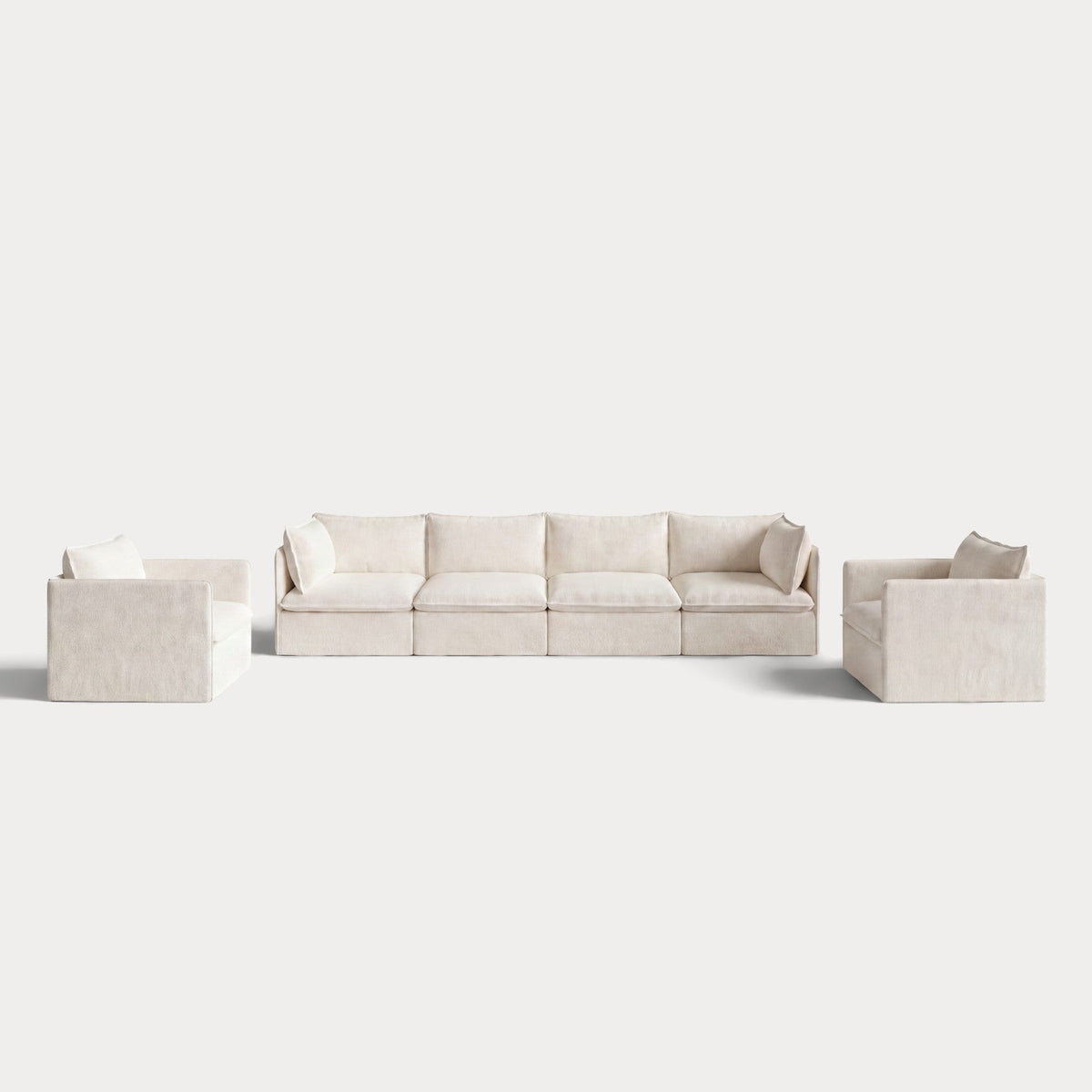 Modular Outdoor Washable 4-Seater Sofa + Armchair Set | Alfresco Boucle in Creme
