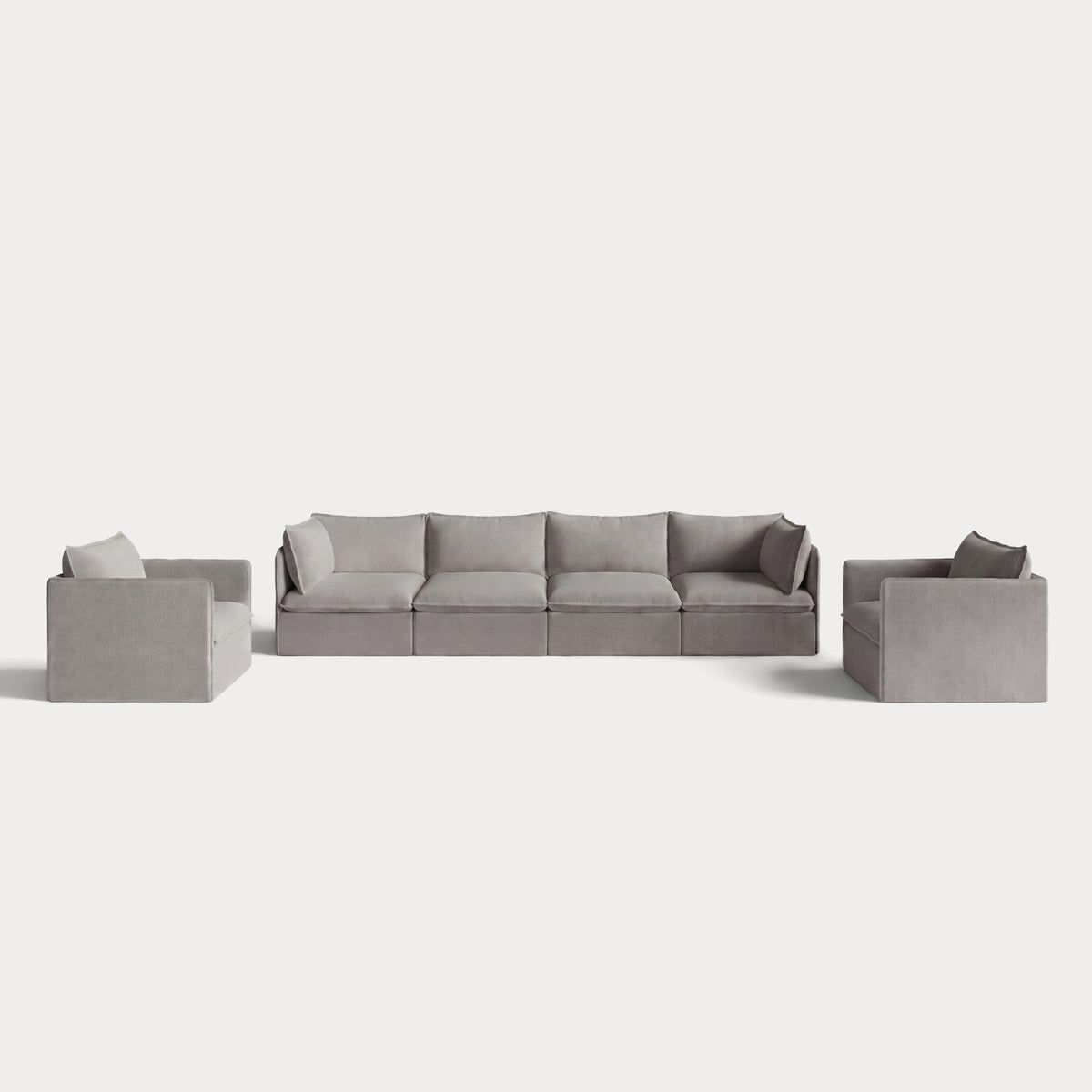 Modular Outdoor Washable 4-Seater Sofa + Armchair Set | Nano Slubweave in Haze Gray