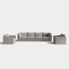 Modular Outdoor Washable 4-Seater Sofa + Armchair Set | Nano Slubweave in Haze Gray