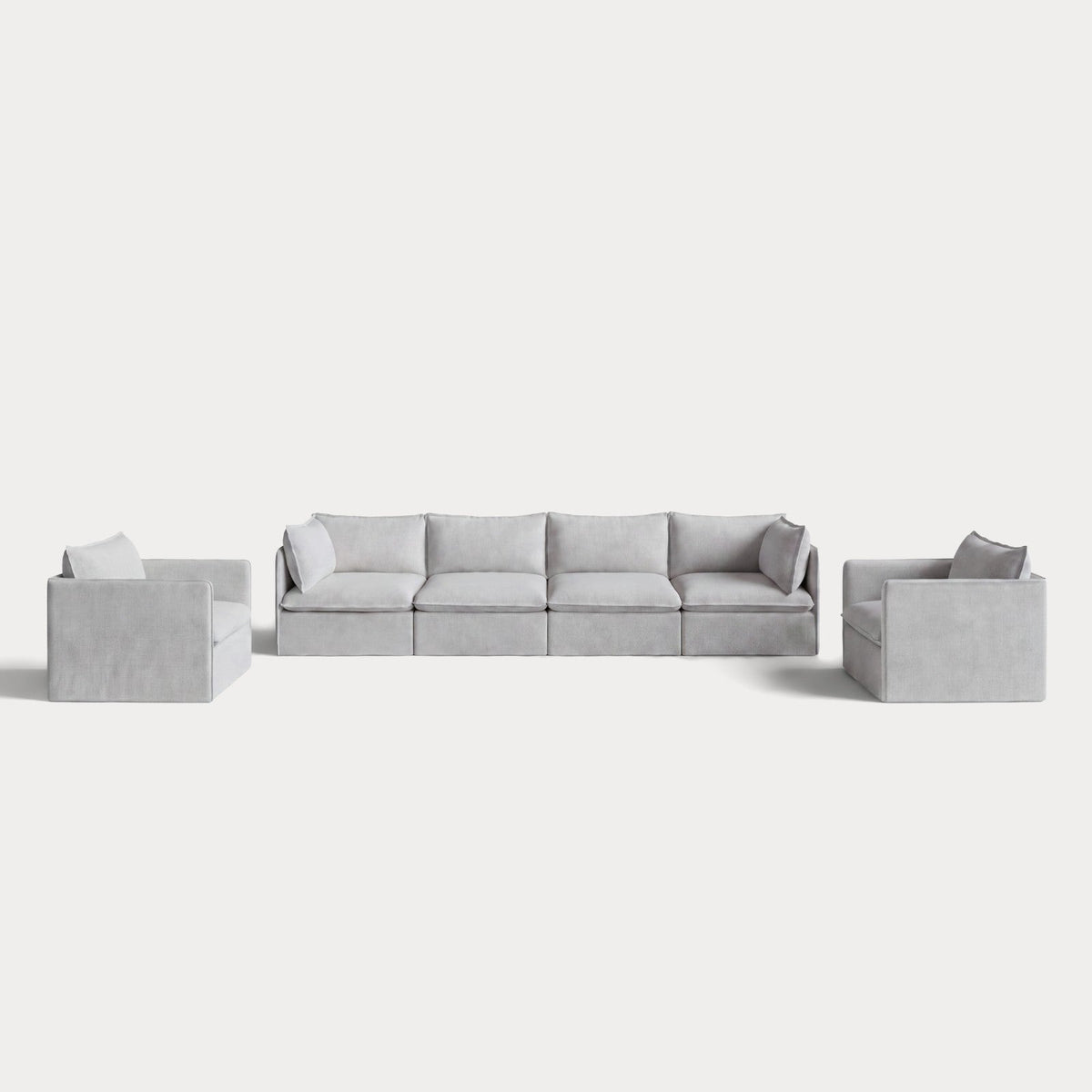 Modular Outdoor Washable 4-Seater Sofa + Armchair Set | Nano Slubweave in Mist