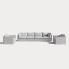 Modular Outdoor Washable 4-Seater Sofa + Armchair Set | Nano Slubweave in Mist
