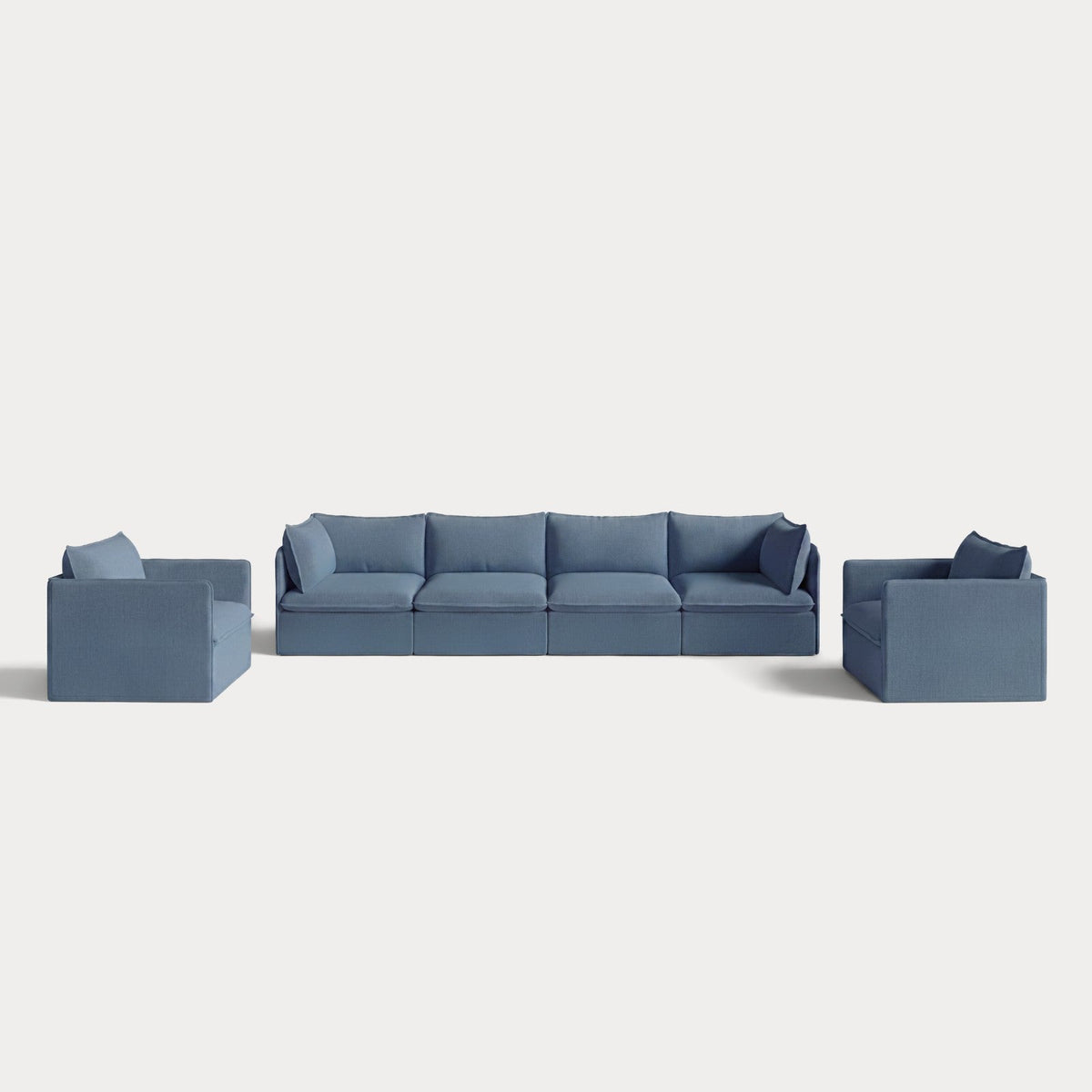 Modular Outdoor Washable 4-Seater Sofa + Armchair Set | Classic Canvas in Ocean