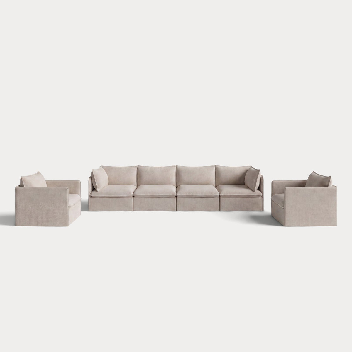 Modular Outdoor Washable 4-Seater Sofa + Armchair Set | Classic Canvas in Sand