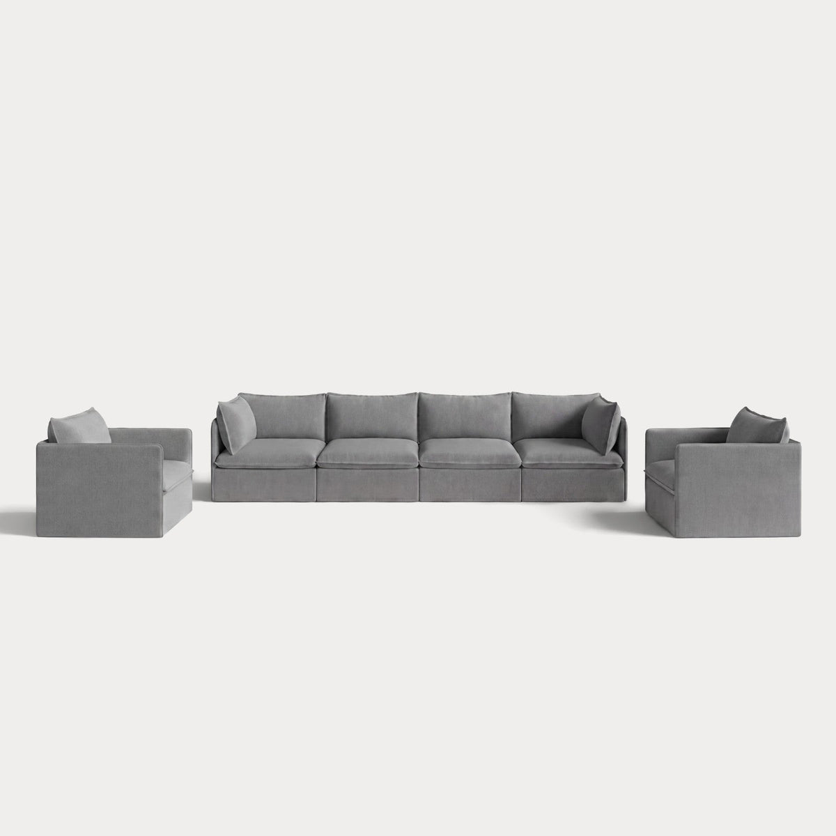 Modular Outdoor Washable 4-Seater Sofa + Armchair Set | Classic Canvas in Stone Gray