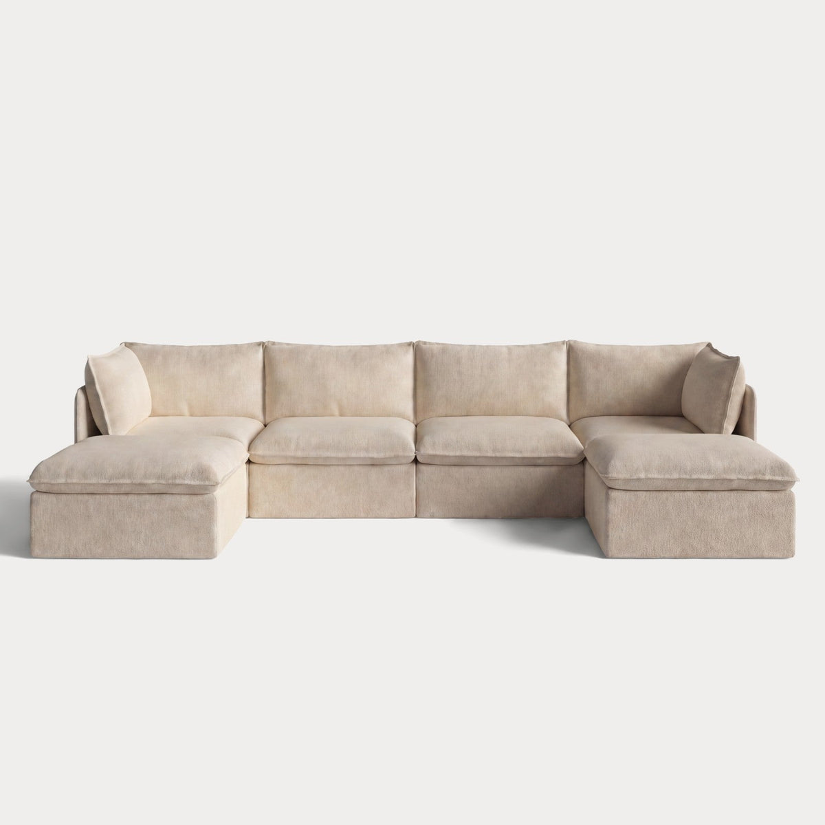 Modular Outdoor Washable 4-Seater U-Sectional | Alfresco Boucle in Cashew
