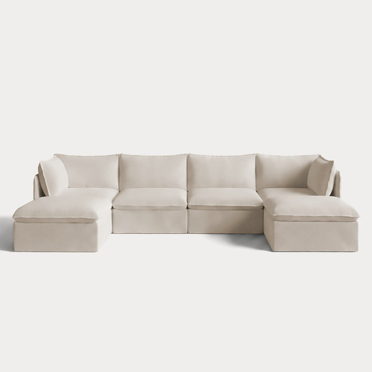 Modular Outdoor Washable 4-Seater U-Sectional | Nano Slubweave in Chai