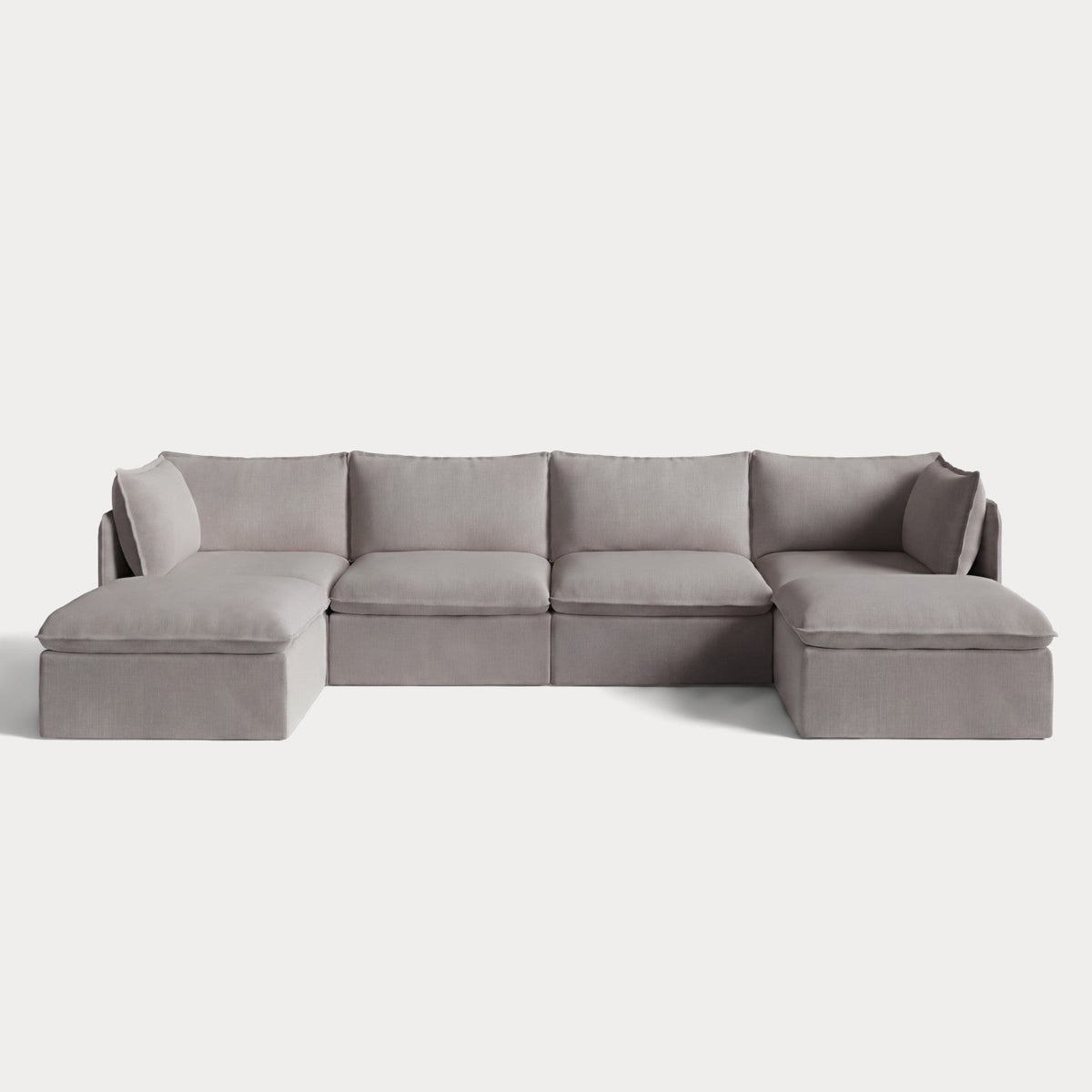 Modular Outdoor Washable 4-Seater U-Sectional | Nano Slubweave in Haze Gray