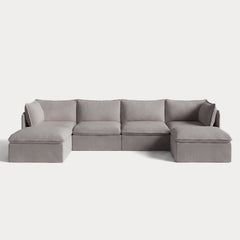 Modular Outdoor Washable 4-Seater U-Sectional | Nano Slubweave in Haze Gray
