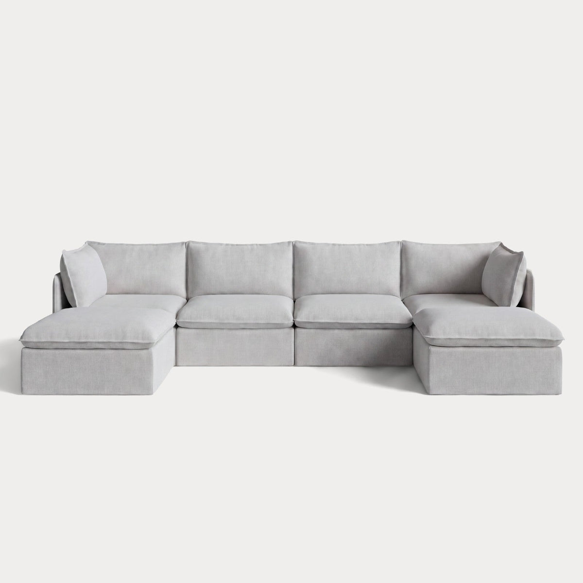 Modular Outdoor Washable 4-Seater U-Sectional | Nano Slubweave in Mist