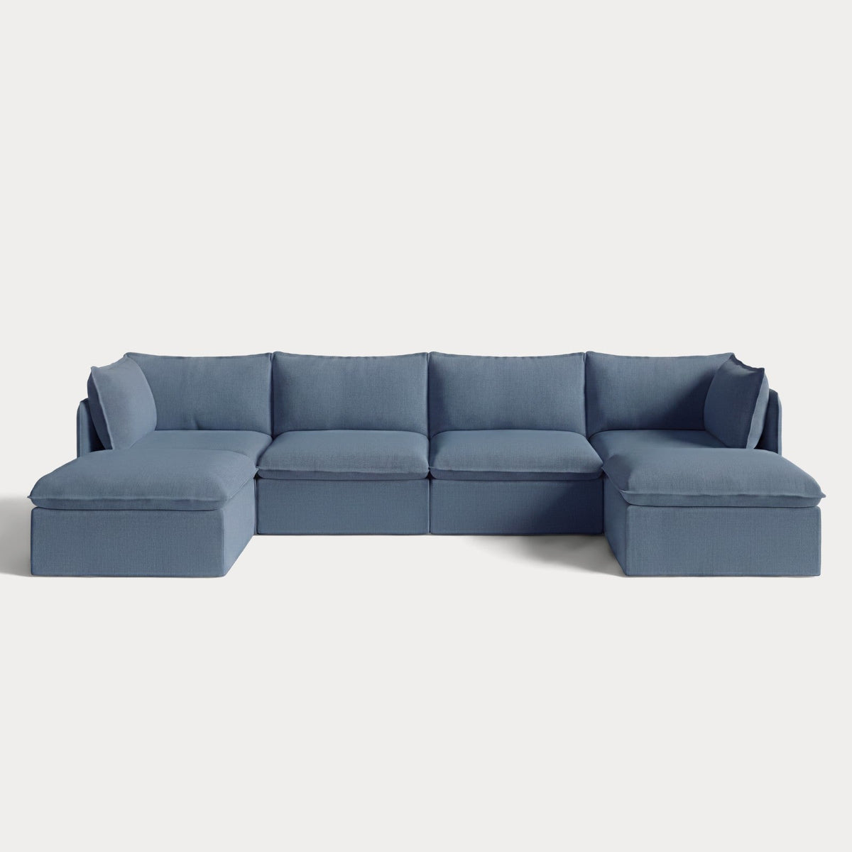 Modular Outdoor Washable 4-Seater U-Sectional | Classic Canvas in Ocean