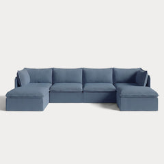 Modular Outdoor Washable 4-Seater U-Sectional | Classic Canvas in Ocean