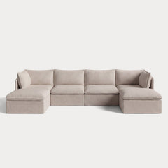 Modular Outdoor Washable 4-Seater U-Sectional | Classic Canvas in Sand
