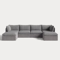 Modular Outdoor Washable 4-Seater U-Sectional | Classic Canvas in Stone Gray
