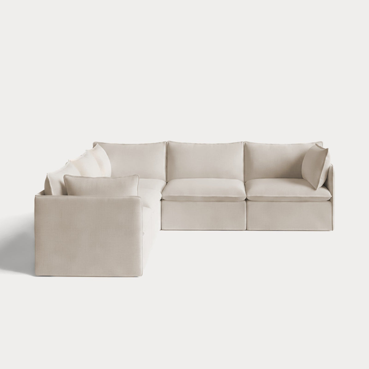 Modular Outdoor Washable 5-Seater Corner Sectional | Nano Slubweave in Chai