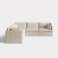 Modular Outdoor Washable 5-Seater Corner Sectional | Nano Slubweave in Chai