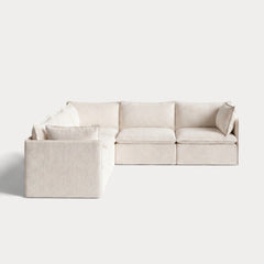 Modular Outdoor Washable 5-Seater Corner Sectional | Alfresco Boucle in Creme