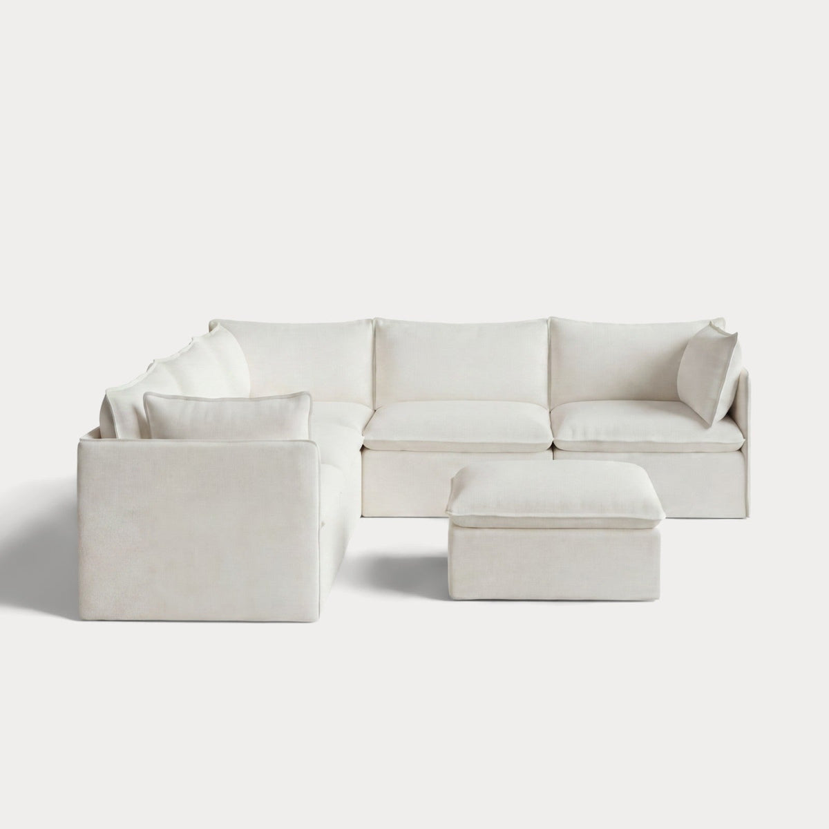 Modular Outdoor Washable 5-Seater Corner Sectional + Ottoman | Classic Canvas in Cloud