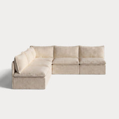 Modular Outdoor Washable 5-Seater Open-Ends Corner Sectional | Alfresco Boucle in Cashew