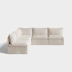Modular Outdoor Washable 5-Seater Open-Ends Corner Sectional | Nano Slubweave in Chai