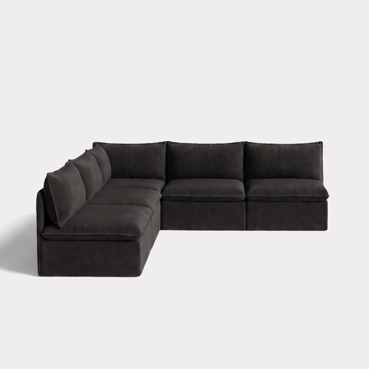 Modular Outdoor Washable 5-Seater Open-Ends Corner Sectional | Classic Canvas in Charcoal