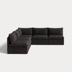 Modular Outdoor Washable 5-Seater Open-Ends Corner Sectional | Classic Canvas in Charcoal
