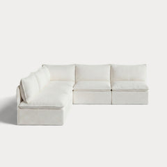 Modular Outdoor Washable 5-Seater Open-Ends Corner Sectional | Classic Canvas in Cloud