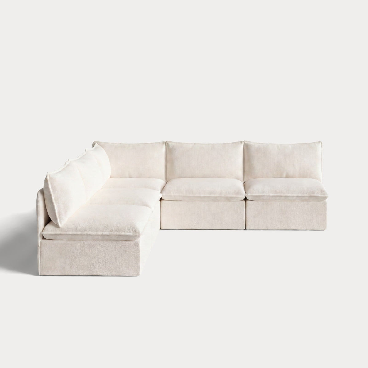 Modular Outdoor Washable 5-Seater Open-Ends Corner Sectional | Alfresco Boucle in Creme