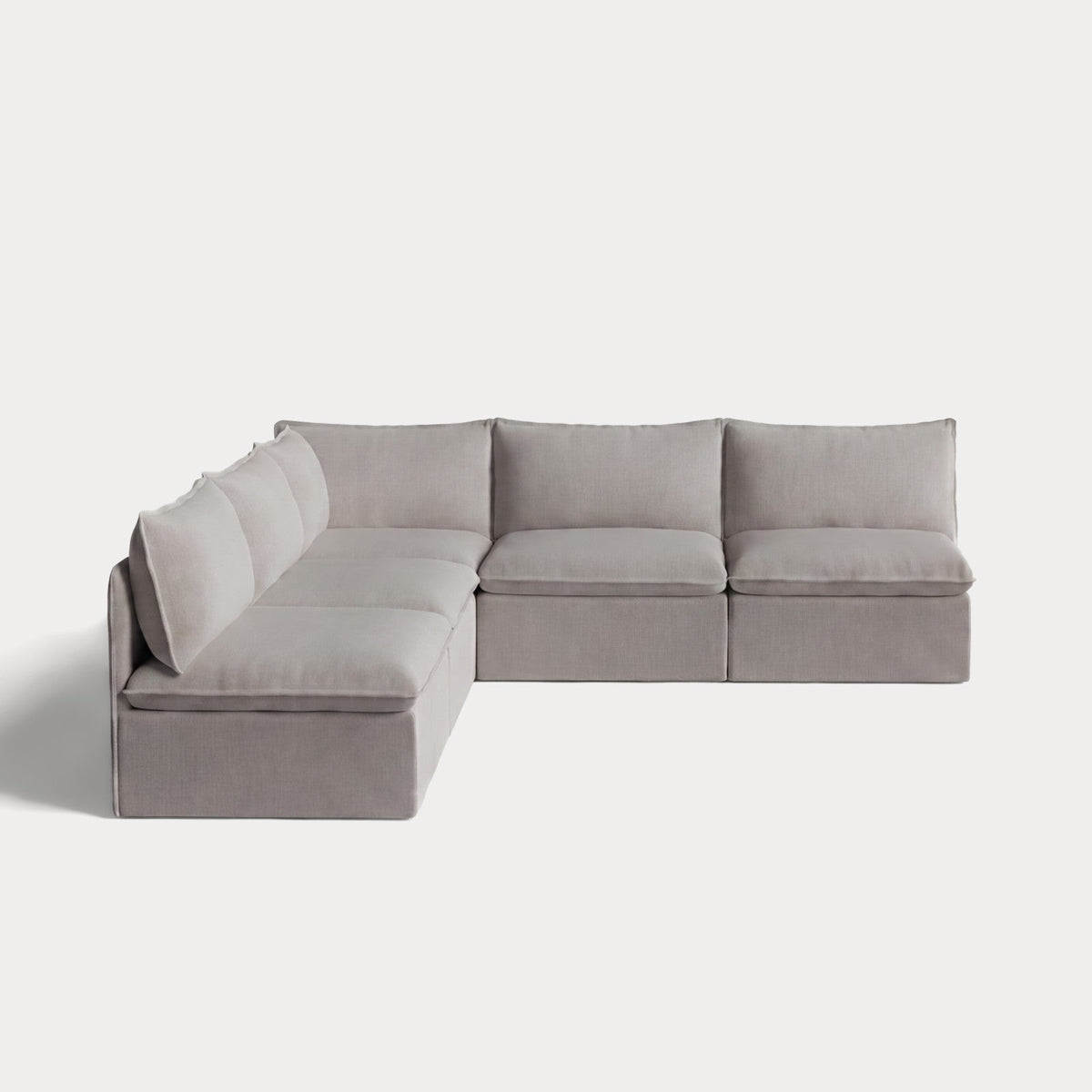 Modular Outdoor Washable 5-Seater Open-Ends Corner Sectional | Nano Slubweave in Haze Gray