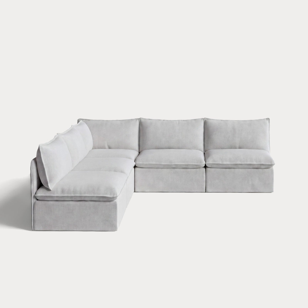 Modular Outdoor Washable 5-Seater Open-Ends Corner Sectional | Nano Slubweave in Mist