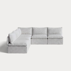 Modular Outdoor Washable 5-Seater Open-Ends Corner Sectional | Nano Slubweave in Mist
