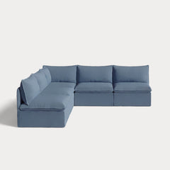 Modular Outdoor Washable 5-Seater Open-Ends Corner Sectional | Classic Canvas in Ocean