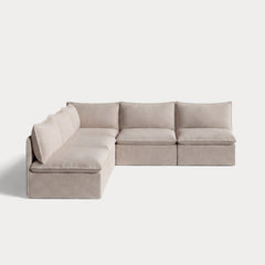 Modular Outdoor Washable 5-Seater Open-Ends Corner Sectional | Classic Canvas in Sand