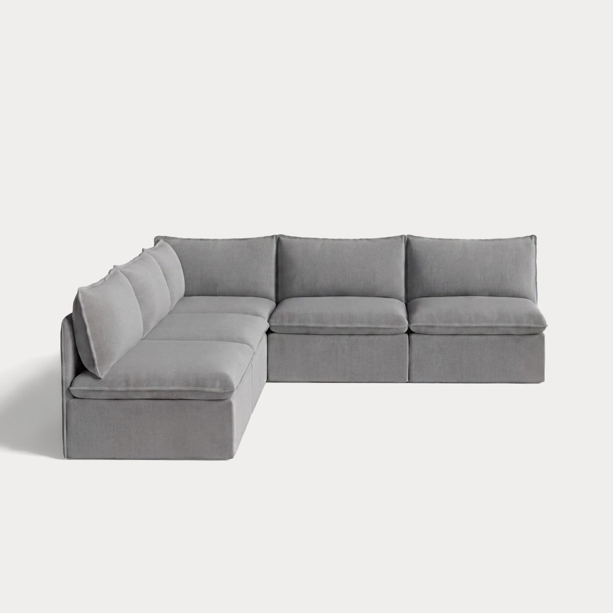 Modular Outdoor Washable 5-Seater Open-Ends Corner Sectional | Classic Canvas in Stone Gray