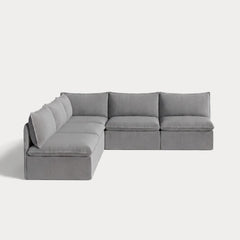 Modular Outdoor Washable 5-Seater Open-Ends Corner Sectional | Classic Canvas in Stone Gray