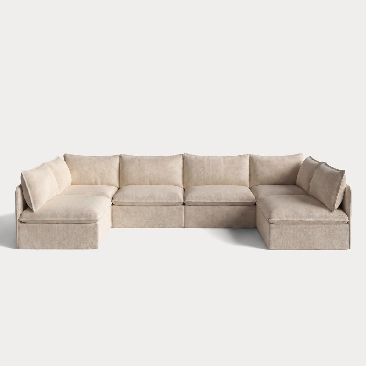 Modular Outdoor Washable 6-Seater Open-Ends U-Sectional | Alfresco Boucle in Cashew